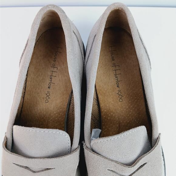 House Of Harlow 1960 SZ 9 Gunner Suede Penny Loafer With Lug Sole Light Taupe - Picture 6 of 8